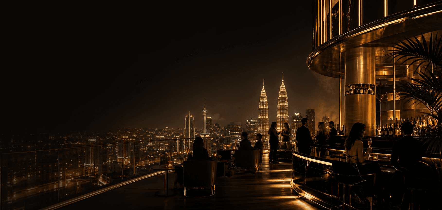 Luxury rooftop nightlife view in Kuala Lumpur
